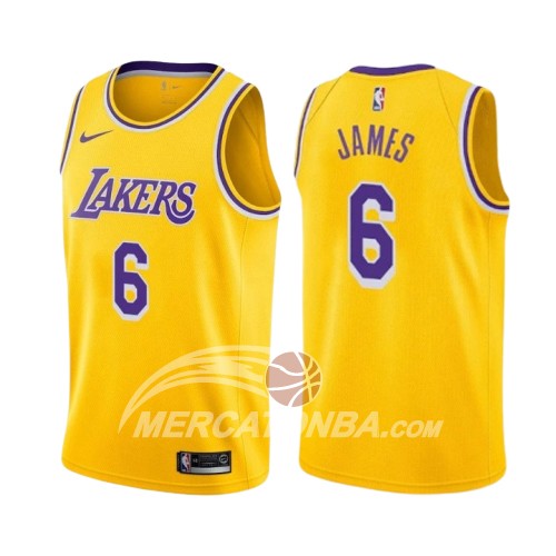 Maglia Los Angeles Lakers Lebron James Icon 2019 Giallo